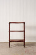 Load image into Gallery viewer, Victorian Mahogany 3-Tier Whatnot With Bobbin Legs On Casters