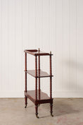 Load image into Gallery viewer, Victorian Mahogany 3-Tier Whatnot With Bobbin Legs On Casters