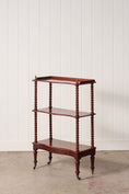 Load image into Gallery viewer, Victorian Mahogany 3-Tier Whatnot With Bobbin Legs On Casters