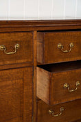 Load image into Gallery viewer, Exquisite Late Georgian Period Oak + Mahogany Banded Dresser Base (c. 1780) with Original Swan Handles
