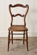 Load image into Gallery viewer, Petite Antique Walnut Chair with Hand Tied Cane Seat