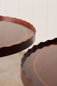 Load image into Gallery viewer, PAIR English Mahogany Side Tables with Scalloped Lip (c. 1930)