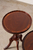 Load image into Gallery viewer, PAIR English Mahogany Side Tables with Scalloped Lip (c. 1930)