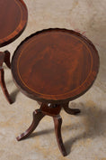 Load image into Gallery viewer, PAIR English Mahogany Side Tables with Scalloped Lip (c. 1930)