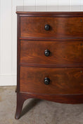 Load image into Gallery viewer, 3 Drawer Mahogany Bowfront Chest With Wooden Knobs (c. 1830)
