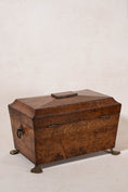 Load image into Gallery viewer, Antique Burl Walnut Tea Caddy with Claw Feet