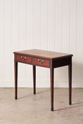 Load image into Gallery viewer, 18th Century Georgian Mahogany Two Drawer Desk With Square Tapered Legs and Spade Feet (c. 1790)