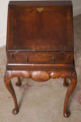 Load image into Gallery viewer, Petite English Walnut Bureau on Queen Anne Style Legs with Carved Shells (c. 1930)