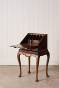 Load image into Gallery viewer, Petite English Walnut Bureau on Queen Anne Style Legs with Carved Shells (c. 1930)