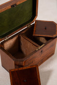 Load image into Gallery viewer, 19th Century English Mahogany Tea Caddy with Satinwood Inlay and Intact Interior Compartments