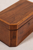 Load image into Gallery viewer, 19th Century English Mahogany Tea Caddy with Satinwood Inlay and Intact Interior Compartments