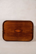 Load image into Gallery viewer, Edwardian Mahogany Shell Inlay Rounded Rectangle Tray Large