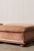 Load image into Gallery viewer, Pair of Footstools with Wooden Base and Rose Upholstery