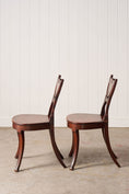 Load image into Gallery viewer, PAIR of 19th Century Walnut Hall Chairs with Green Painted Shields