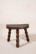 Load image into Gallery viewer, Antique Half Moon Bobbin Joint Stool
