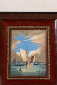 Load image into Gallery viewer, Original Seascape Watercolor in Cherry Hue Oak Frame