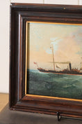 Load image into Gallery viewer, Antique Oil on Canvas British Steamship Painting in Oak Frame