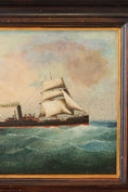 Load image into Gallery viewer, Antique Oil on Canvas British Steamship Painting in Oak Frame