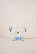 Load image into Gallery viewer, PAIR of 2-Arm French Handpainted Porcelain Candlesticks by Gien