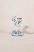 Load image into Gallery viewer, PAIR of 2-Arm French Handpainted Porcelain Candlesticks by Gien