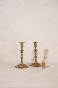 Load image into Gallery viewer, Pair of 19th Century English Scalloped Brass Candlesticks