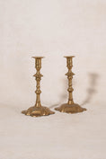 Load image into Gallery viewer, Pair of 19th Century English Scalloped Brass Candlesticks
