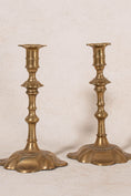 Load image into Gallery viewer, Pair of 19th Century English Scalloped Brass Candlesticks