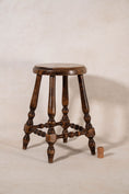 Load image into Gallery viewer, Antique French Oak Round Joint Stool with Stretchers