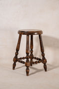 Load image into Gallery viewer, Antique French Oak Round Joint Stool with Stretchers