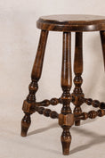 Load image into Gallery viewer, Antique French Oak Round Joint Stool with Stretchers