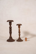 Load image into Gallery viewer, PAIR of Antique Garden Iron Candlesticks