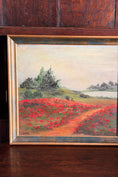 Load image into Gallery viewer, Early 20th Century Framed Oil on Board Landscape of Poppy Field (signed)