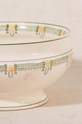 Load image into Gallery viewer, Antique French Ironstone Green & Yellow Ceramic Tureen (No Lid)