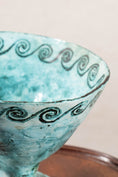 Load image into Gallery viewer, 19th Century Handmade Compote in Stunning Aqua Blue with Wave Motif
