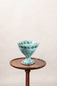 Load image into Gallery viewer, 19th Century Handmade Compote in Stunning Aqua Blue with Wave Motif