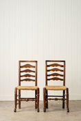 Load image into Gallery viewer, SET of 8 | 19th Century Ash Ladder Back Side Chairs with Rush Seats