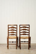 Load image into Gallery viewer, SET of 8 | 19th Century Ash Ladder Back Side Chairs with Rush Seats