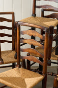 Load image into Gallery viewer, SET of 8 | 19th Century Ash Ladder Back Side Chairs with Rush Seats