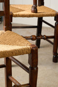 Load image into Gallery viewer, SET of 8 | 19th Century Ash Ladder Back Side Chairs with Rush Seats