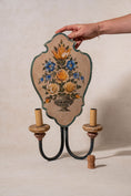 Load image into Gallery viewer, Antique Hand Painted Floral Italian Double Sconce