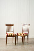 Load image into Gallery viewer, PAIR of Late 19th Century Brass Inlay Mahogany Side Chairs with Stripe Velvet Fabric