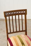 Load image into Gallery viewer, PAIR of Late 19th Century Brass Inlay Mahogany Side Chairs with Stripe Velvet Fabric