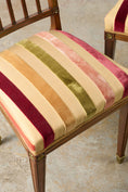 Load image into Gallery viewer, PAIR of Late 19th Century Brass Inlay Mahogany Side Chairs with Stripe Velvet Fabric