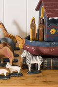 Load image into Gallery viewer, Antique Hand Carved + Painted Noah's Ark