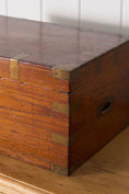 Load image into Gallery viewer, Petite Antique Oak Campaign Trunk with Brass Corners