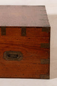 Load image into Gallery viewer, Petite Antique Oak Campaign Trunk with Brass Corners