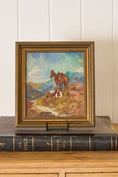 Load image into Gallery viewer, Original Oil on Board Folk Art of Cowboy & Horse in the Mountains Signed RA Moss