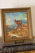 Load image into Gallery viewer, Original Oil on Board Folk Art of Cowboy & Horse in the Mountains Signed RA Moss