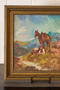 Load image into Gallery viewer, Original Oil on Board Folk Art of Cowboy & Horse in the Mountains Signed RA Moss