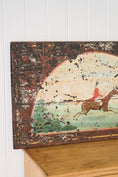 Load image into Gallery viewer, 19th Century Hand Painted Equestrian Trunk Top | Converted for Wall Art